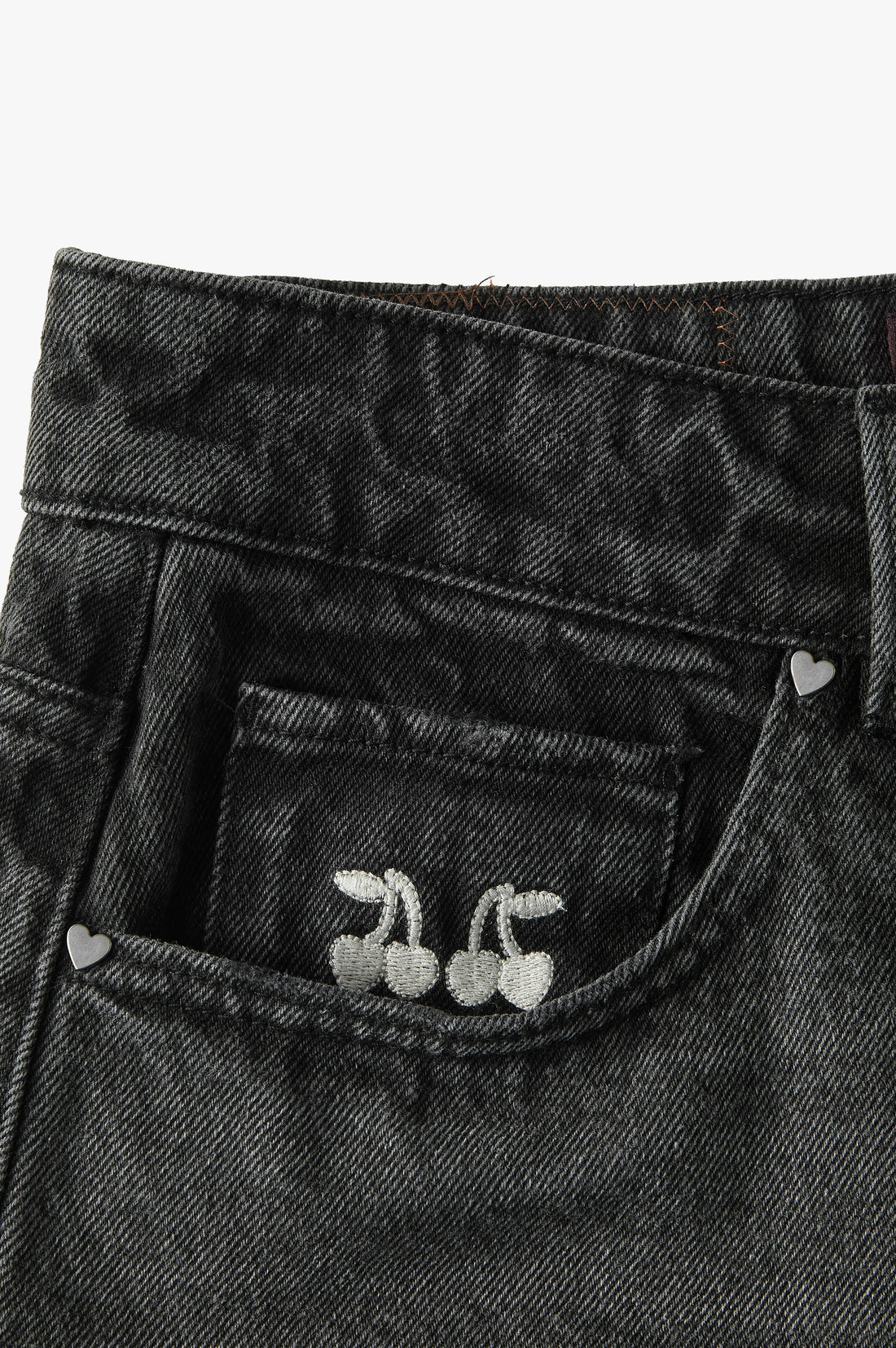 Straight Denim Shorts Black