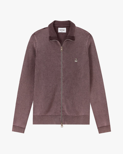 Shady Knit Zip-Up Cardigan Brown – Nude Project