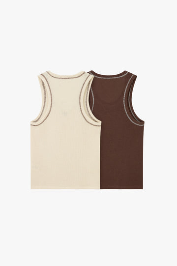 Contrast Stitch Tank Top 2xPack