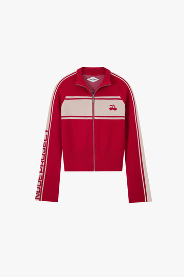 Katana Zip-Up Knit Cardigan Red