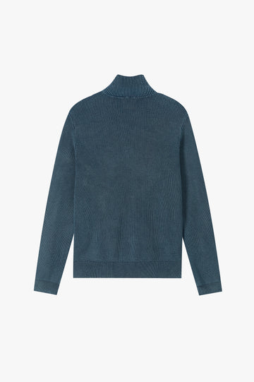 Shady Knit Zip-Up Cardigan Petrol Blue