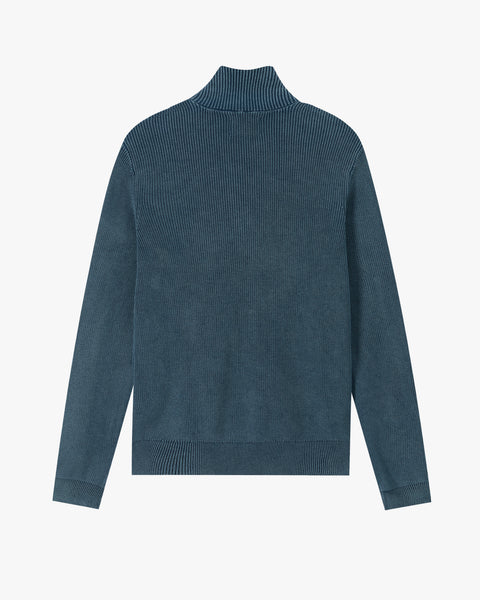 Shady Knit Zip-Up Cardigan Petrol Blue – Nude Project