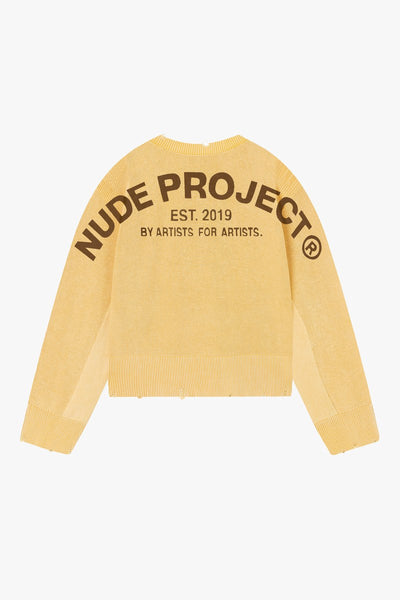 Perfect Cropped Knit Sweater Yellow – Nude Project