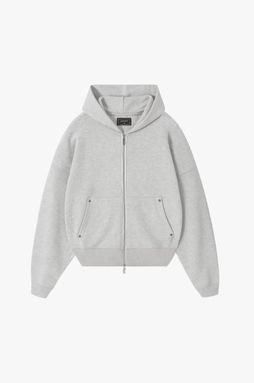 Beast Zip-up Hoodie Grey Melange