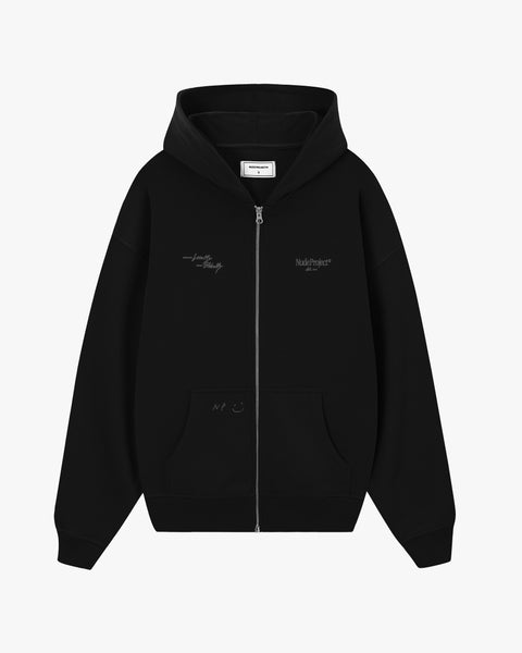 NU'EST ZIP-UP HOODIE ブラック Global Soon Zip-Up Hoodie Black – Nude Project