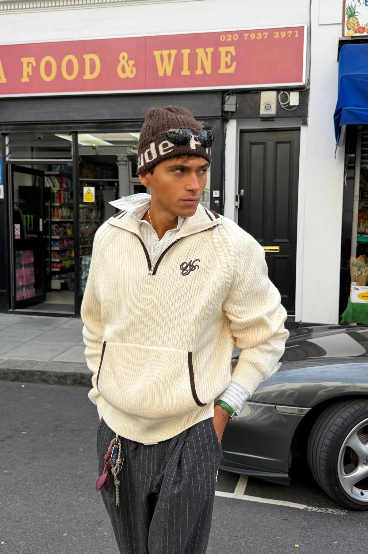 Ridgmount Quarter-Zip Knit Sweater Ivory