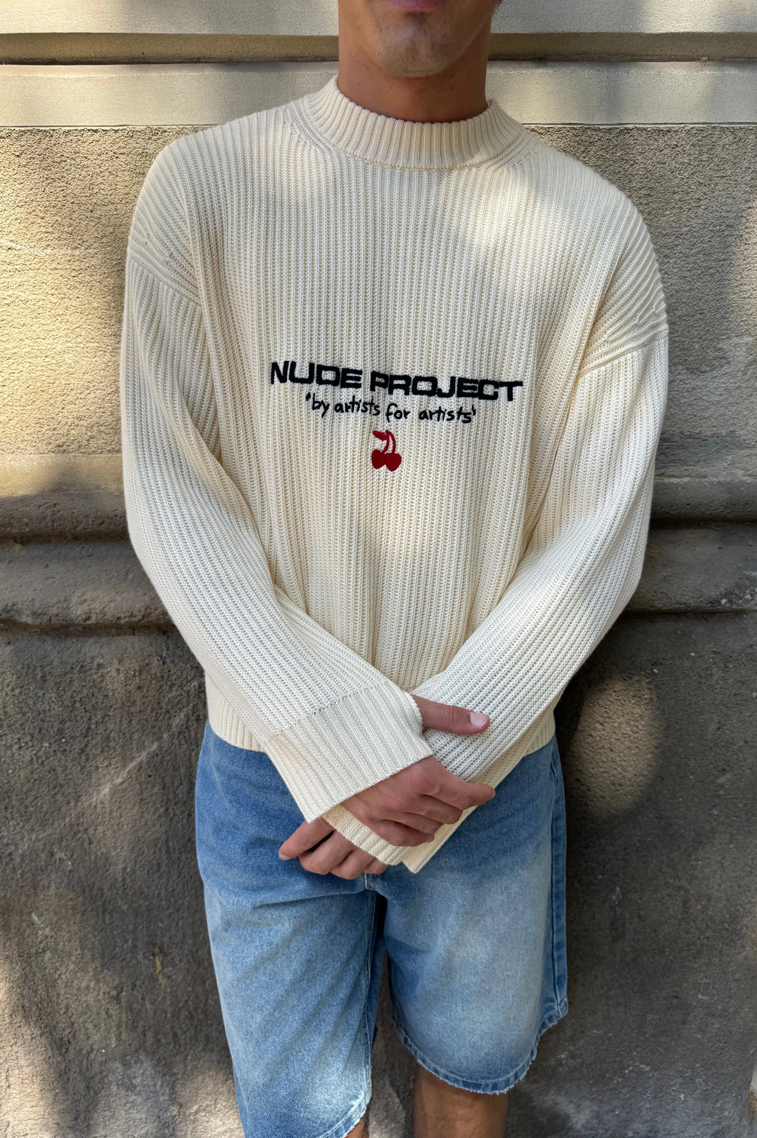 Wavy Knit Sweater Ivory