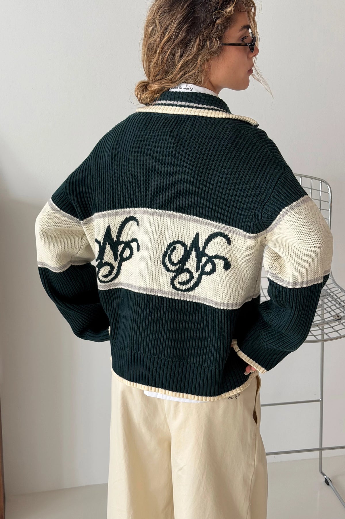 Voyage Knit Zip-Up Cardigan Green