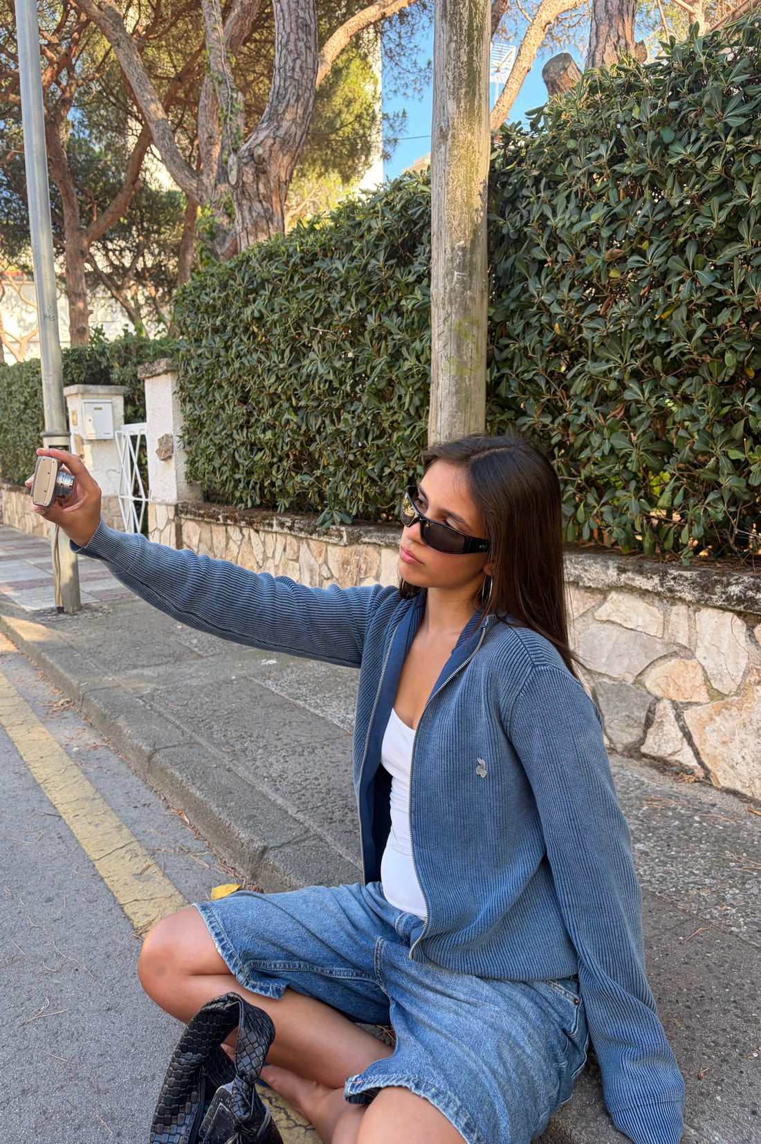 Shady Knit Zip-Up Cardigan Petrol Blue