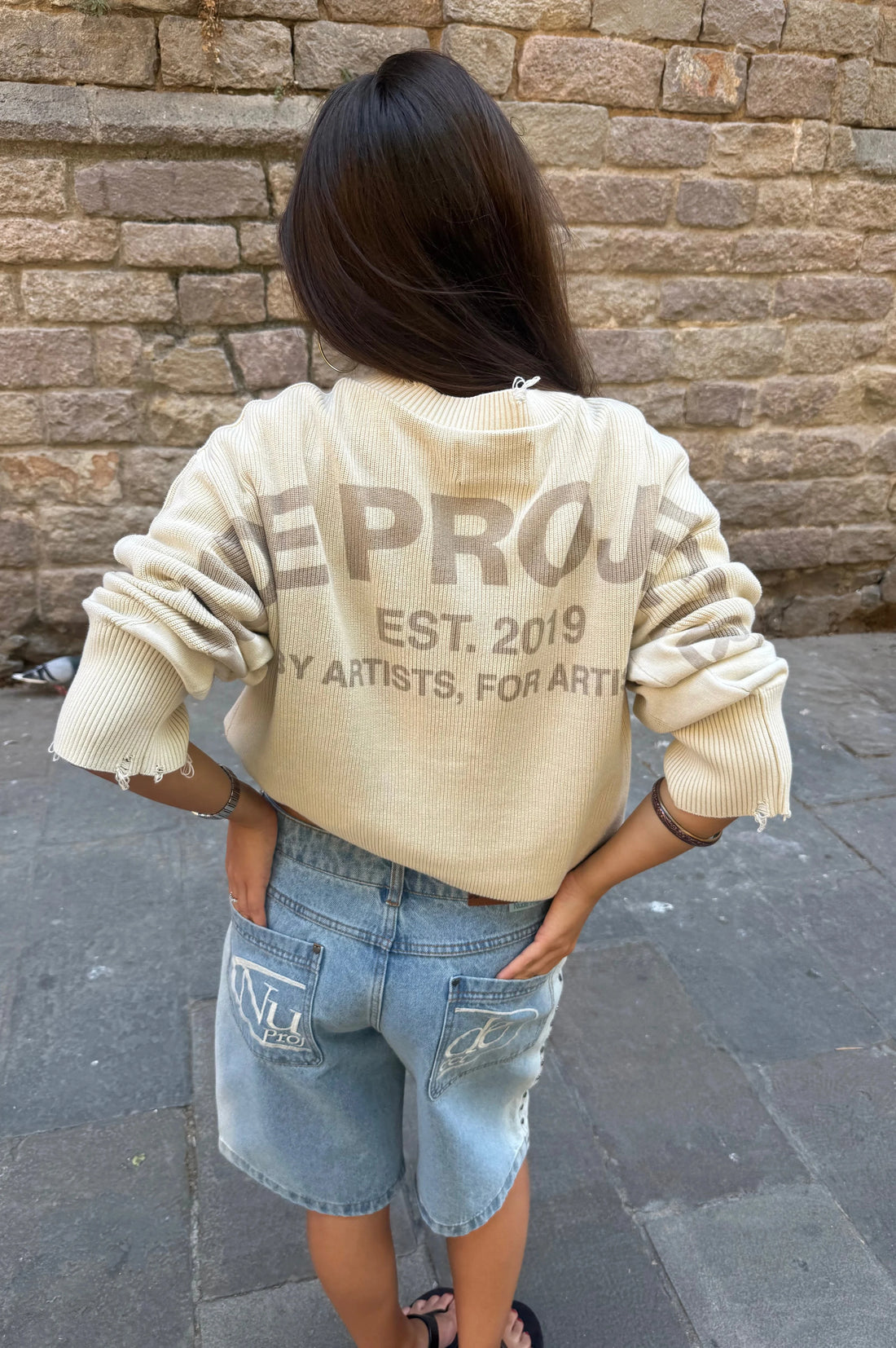 Perfect Cropped Knit Sweater Beige