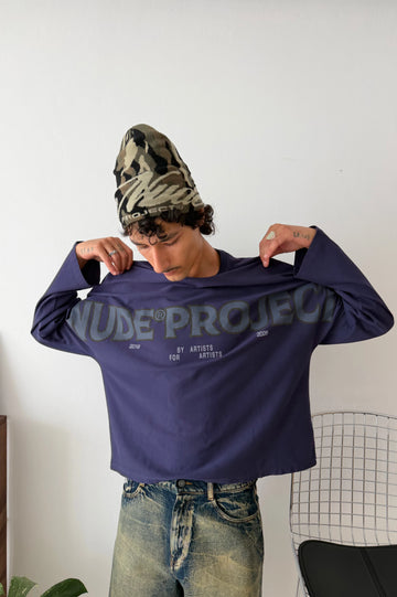Macro Long-Sleeve T-Shirt Navy
