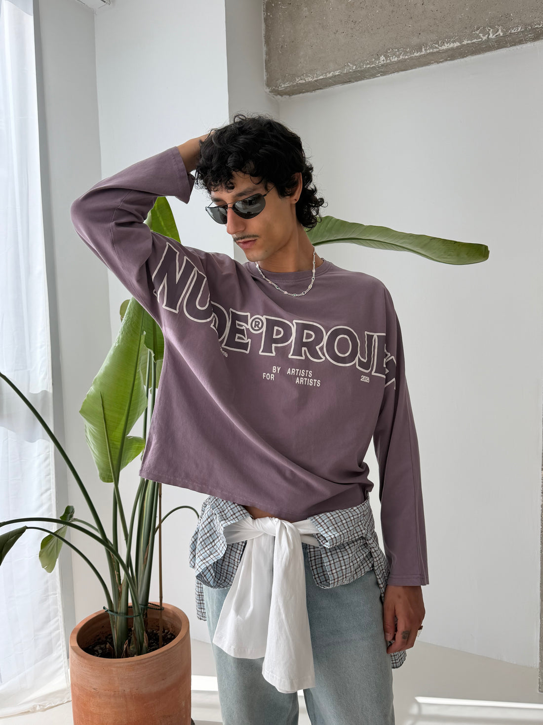 Macro Long-Sleeve T-Shirt Navy