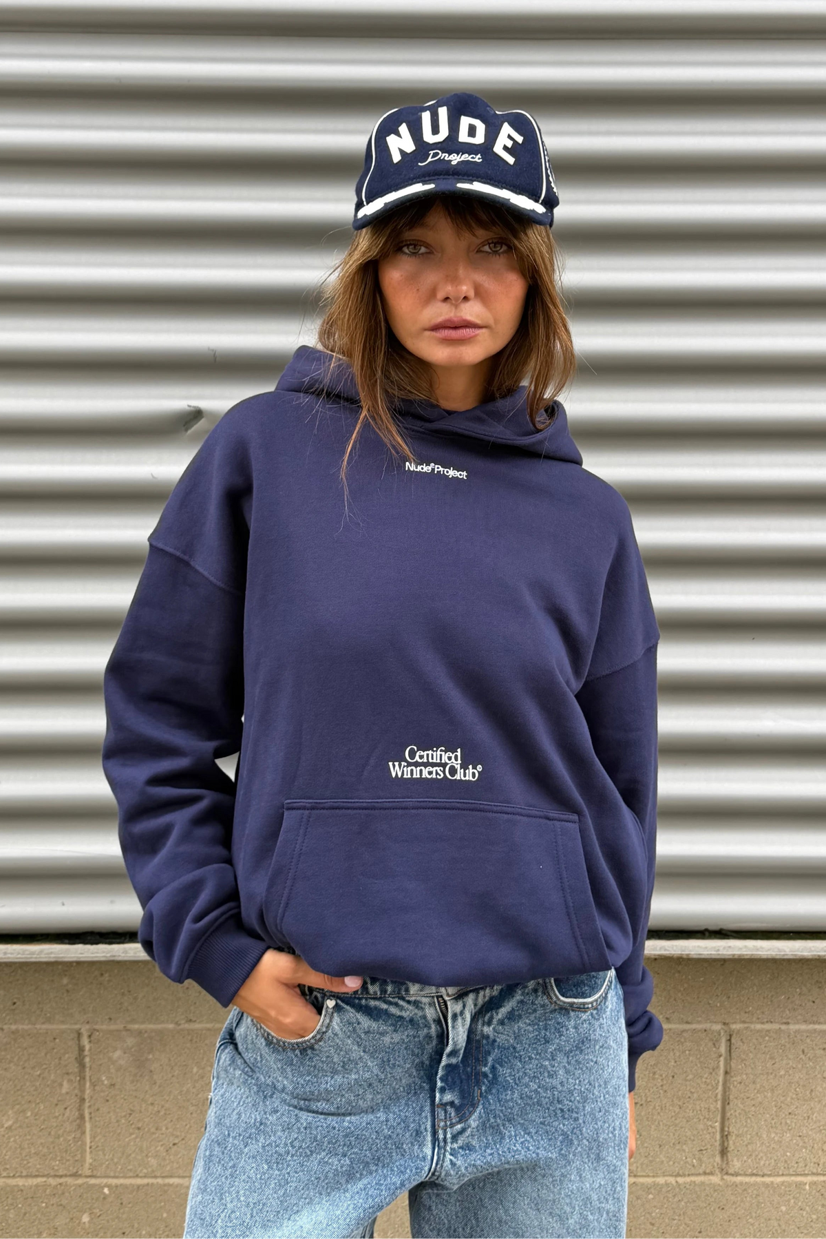Winner Hoodie Grey Navy