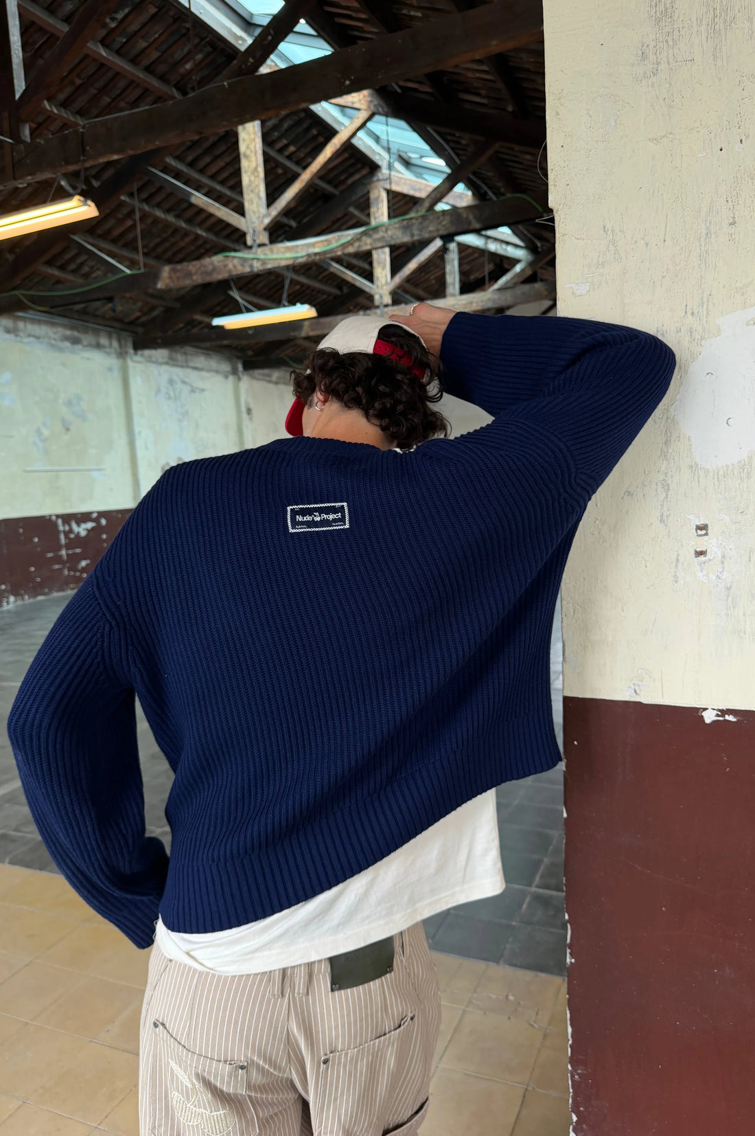 Wavy Knit Sweater Navy