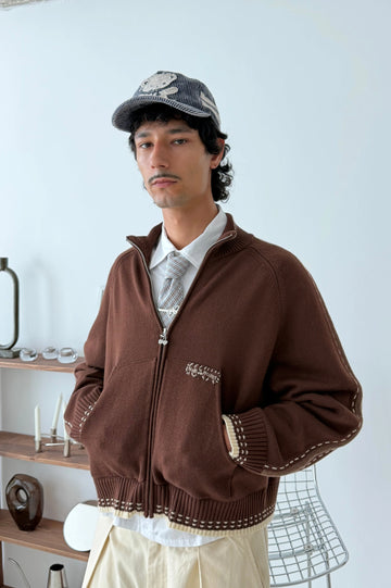 Work Trip Zip-Up Knit Cardigan