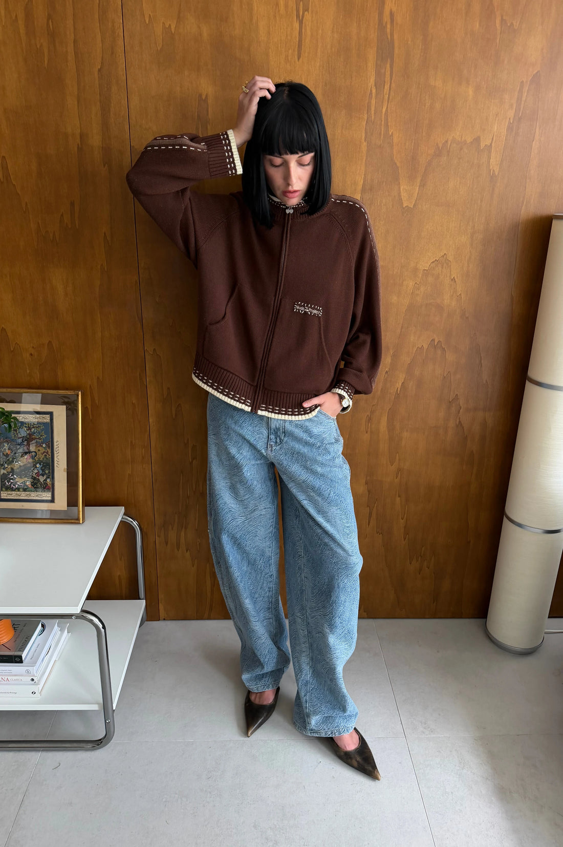 Work Trip Zip-Up Knit Cardigan