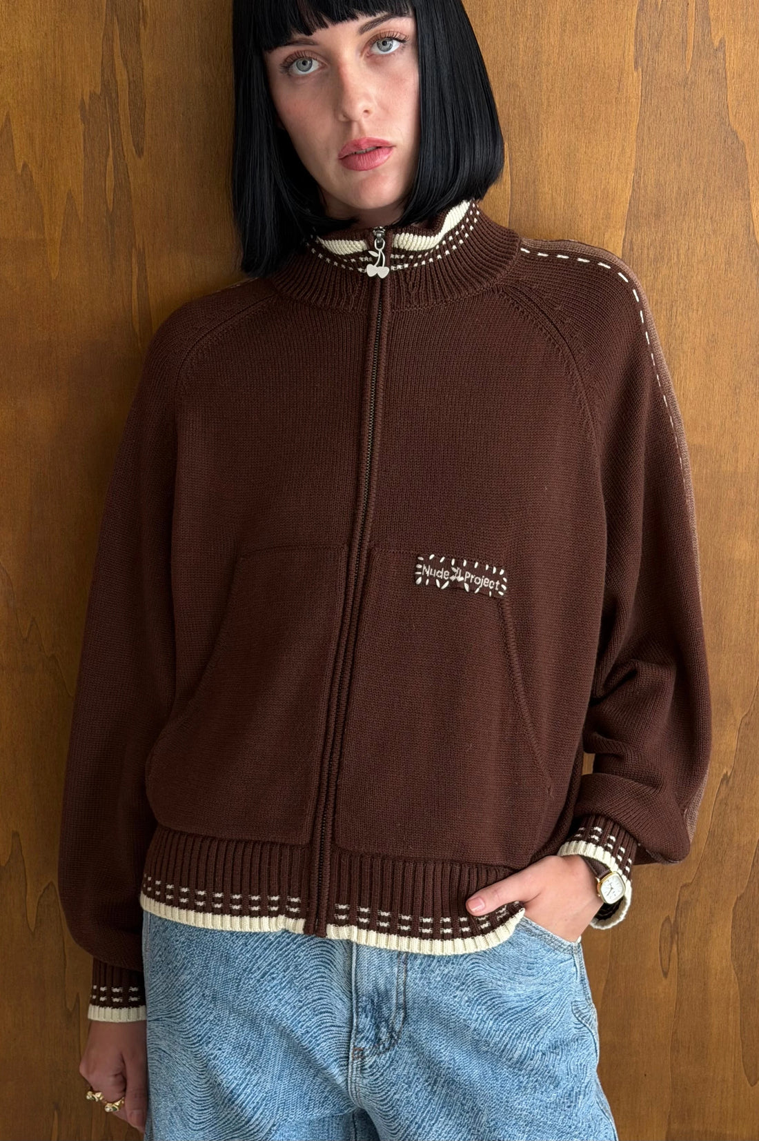 Work Trip Zip-Up Knit Cardigan