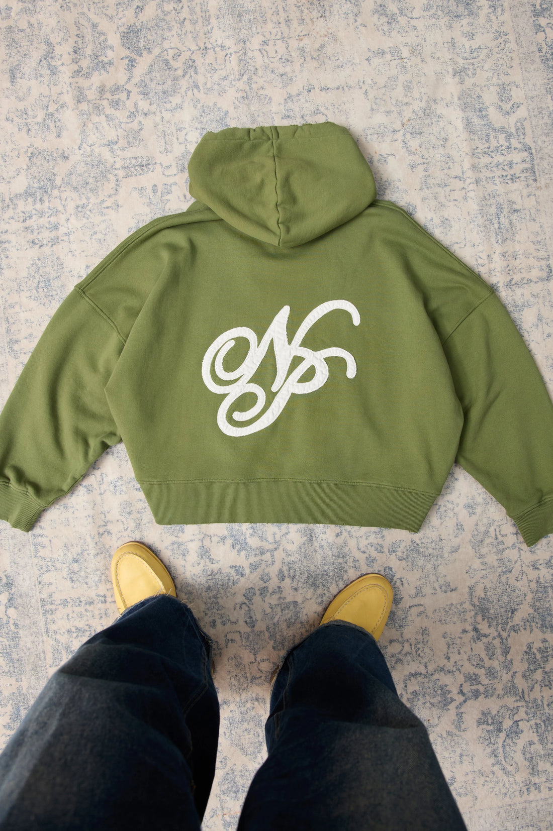 Script Zip-Up Hoodie Green