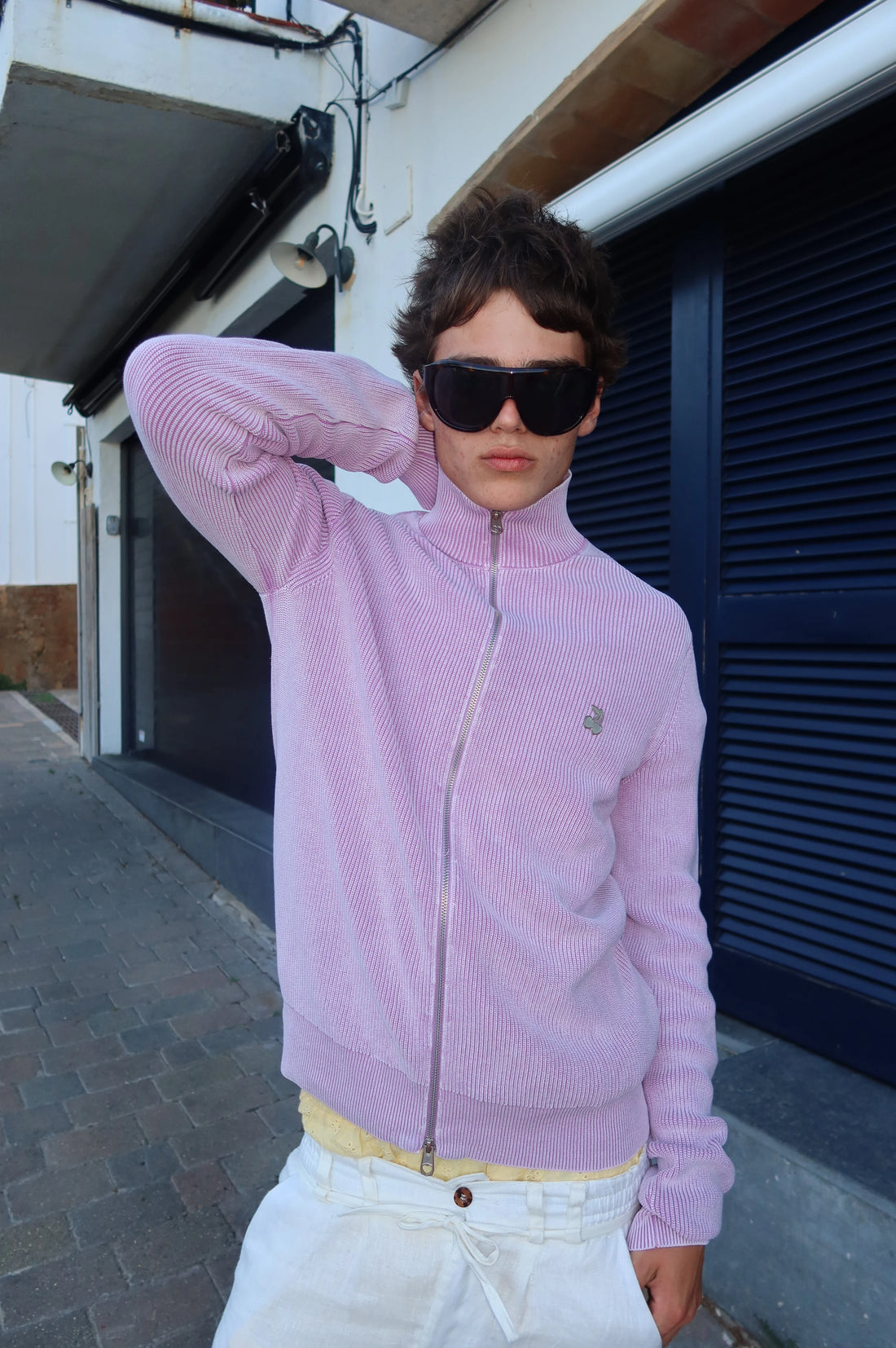 Shady Knit Zip-Up Cardigan Purple