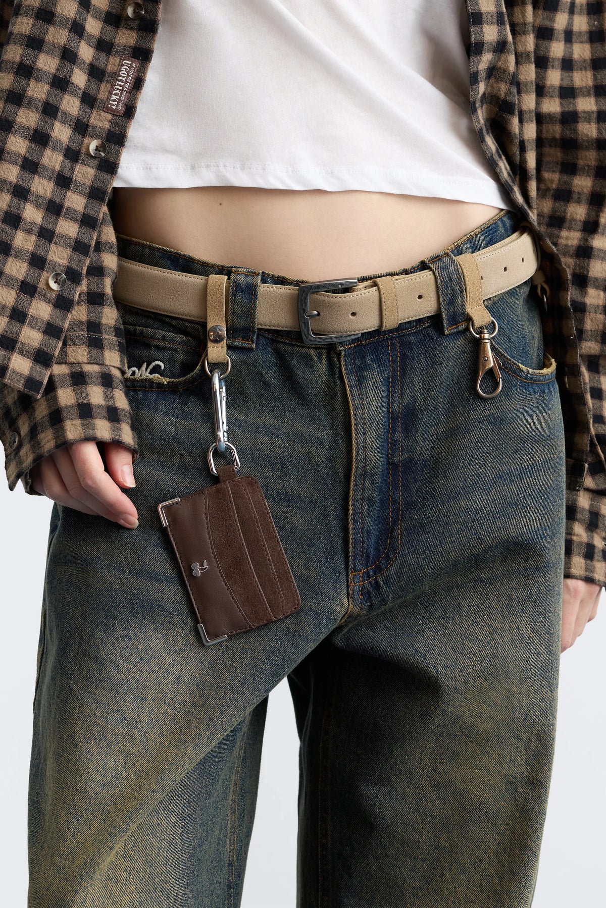 Suede Cardholder Brown