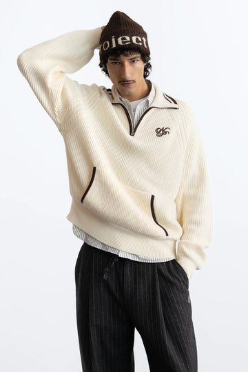 Ridgmount Quarter-Zip Knit Sweater Ivory
