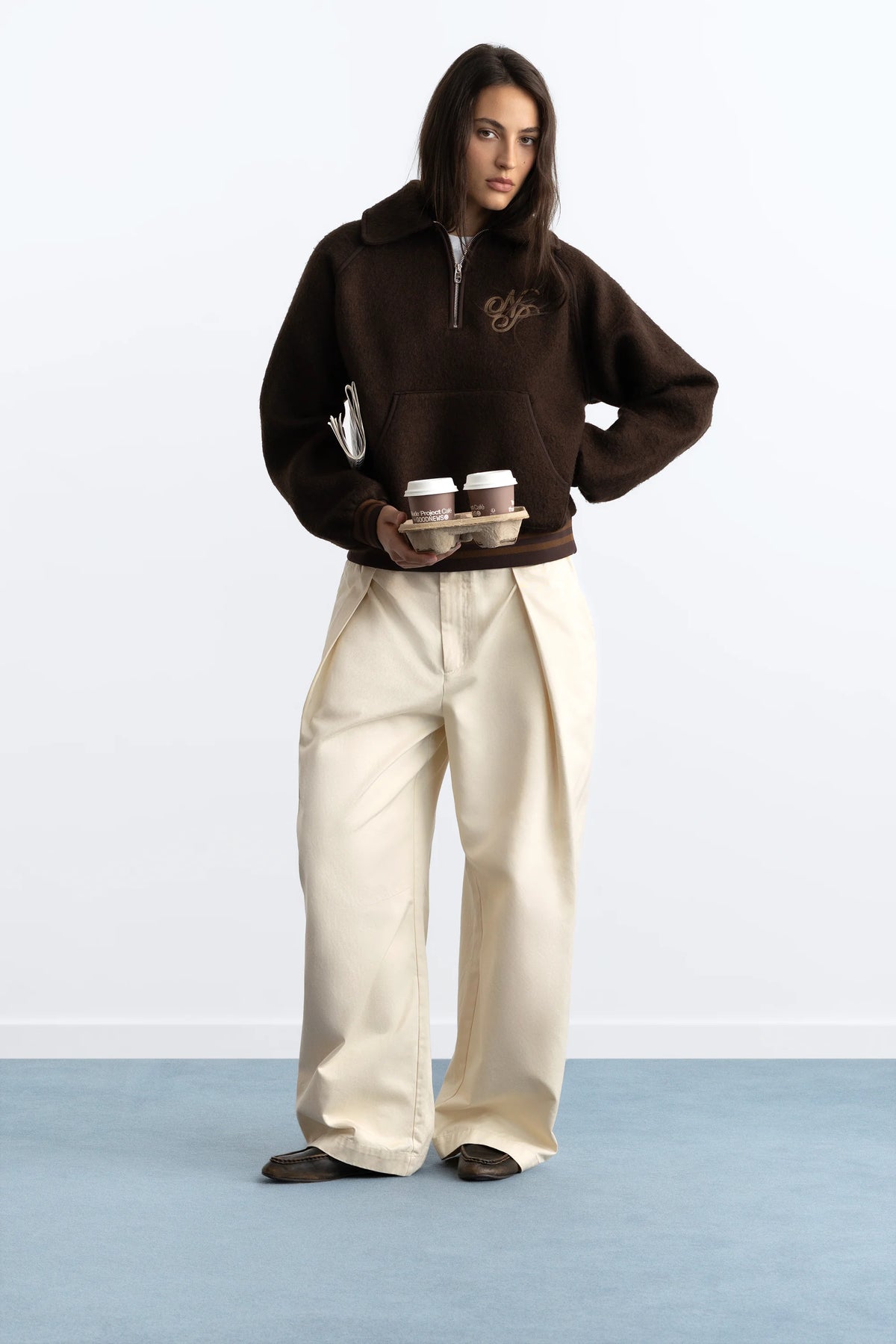 Teddy Quarter-Zip Brown