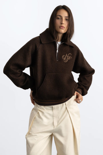 Teddy Quarter-Zip Brown
