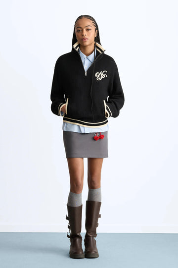 Ying-Yang Quarter-Zip Knit Black