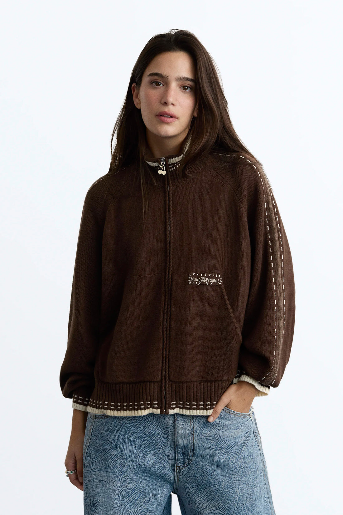 Work Trip Zip-Up Knit Cardigan