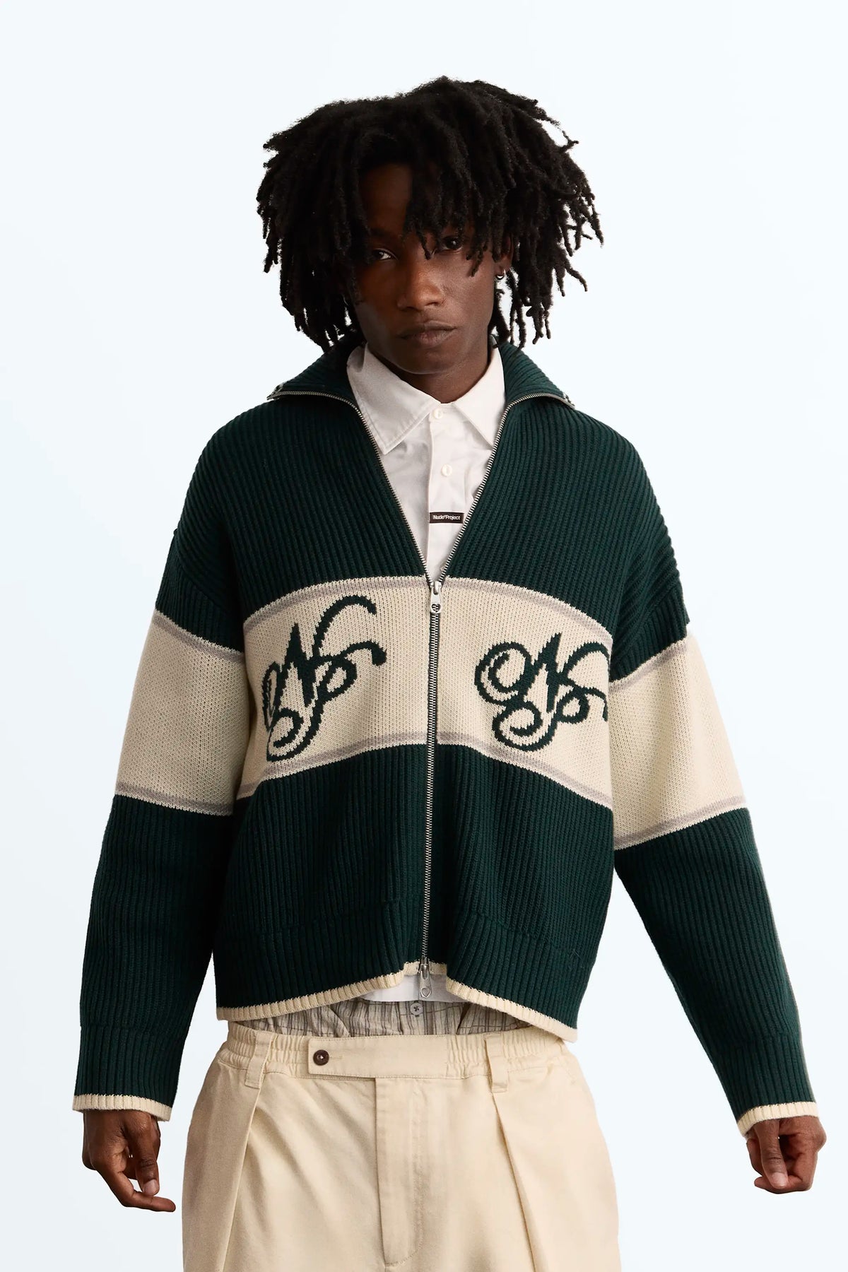 Voyage Knit Zip-Up Cardigan Green