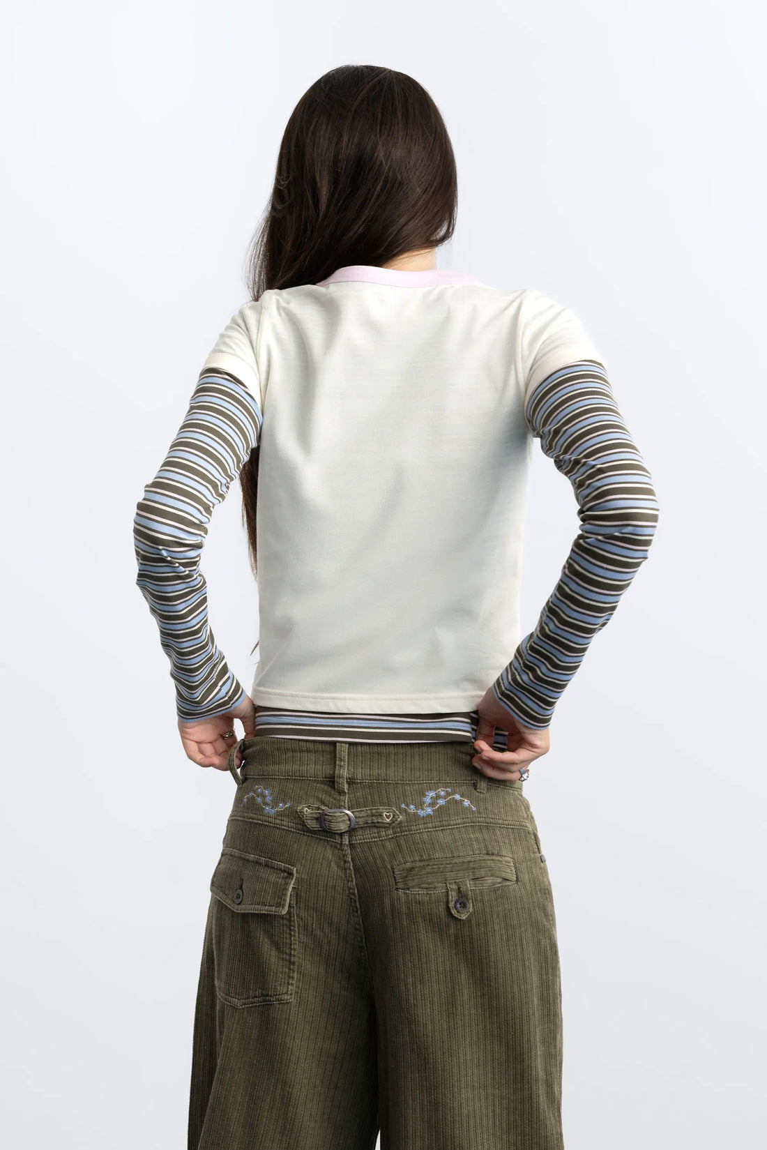 Striped Double Layer Long-Sleeve Tee