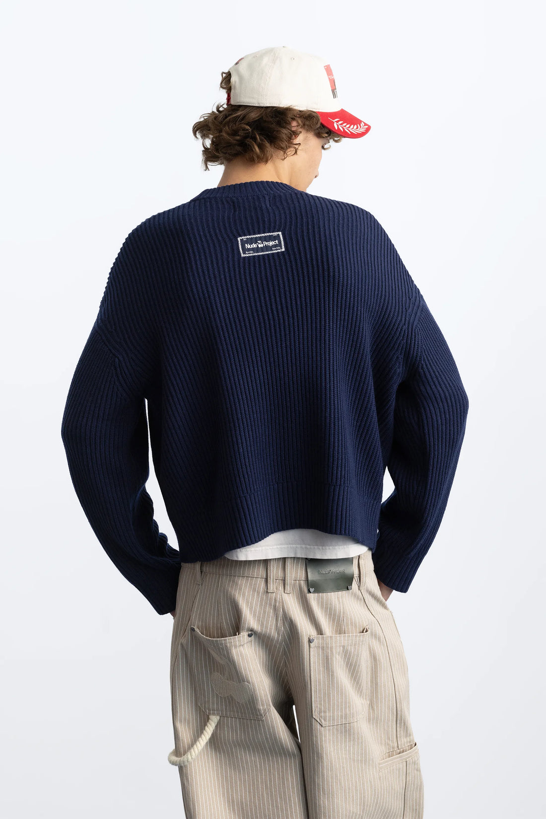 Wavy Knit Sweater Navy