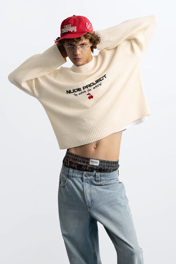 Wavy Knit Sweater Ivory