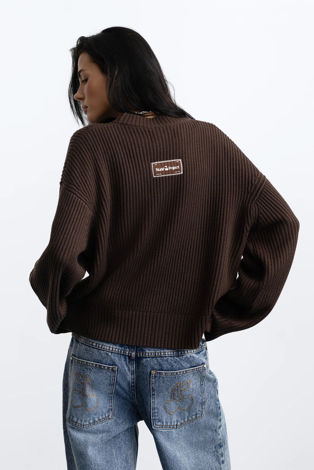 Wavy Knit Sweater Brown
