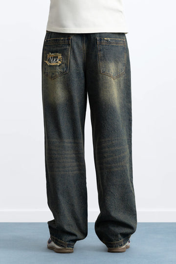 Basic Straight Jeans Dirty Wash