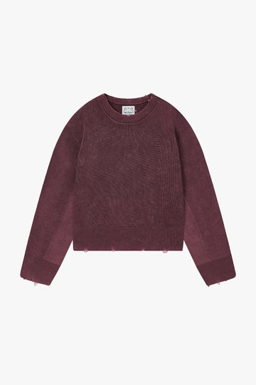 Perfect Cropped Knit Sweater Burgundy