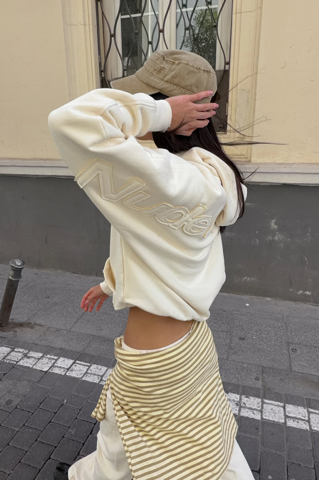 Marble Hoodie Marshmallow