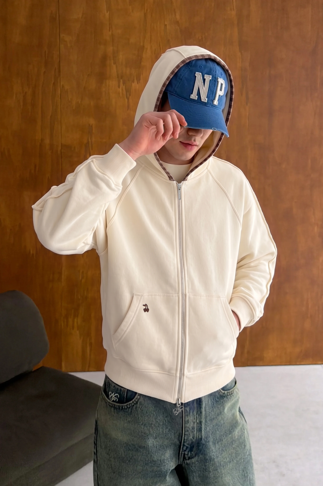 Bone Zip-Up Hoodie