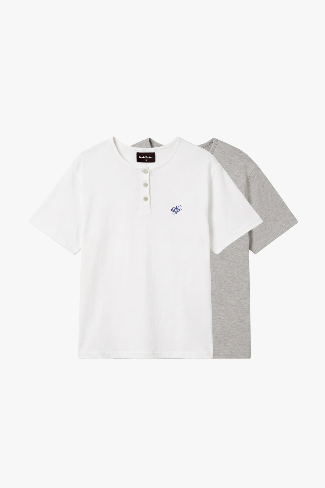 Henley Neck Tee White/Grey 2xPack