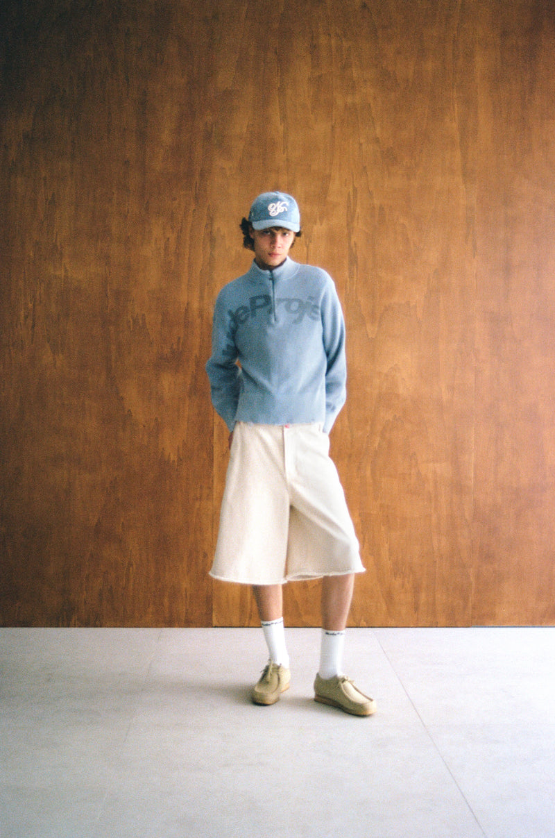 Beast Quarter-Zip Knit Blue Grey