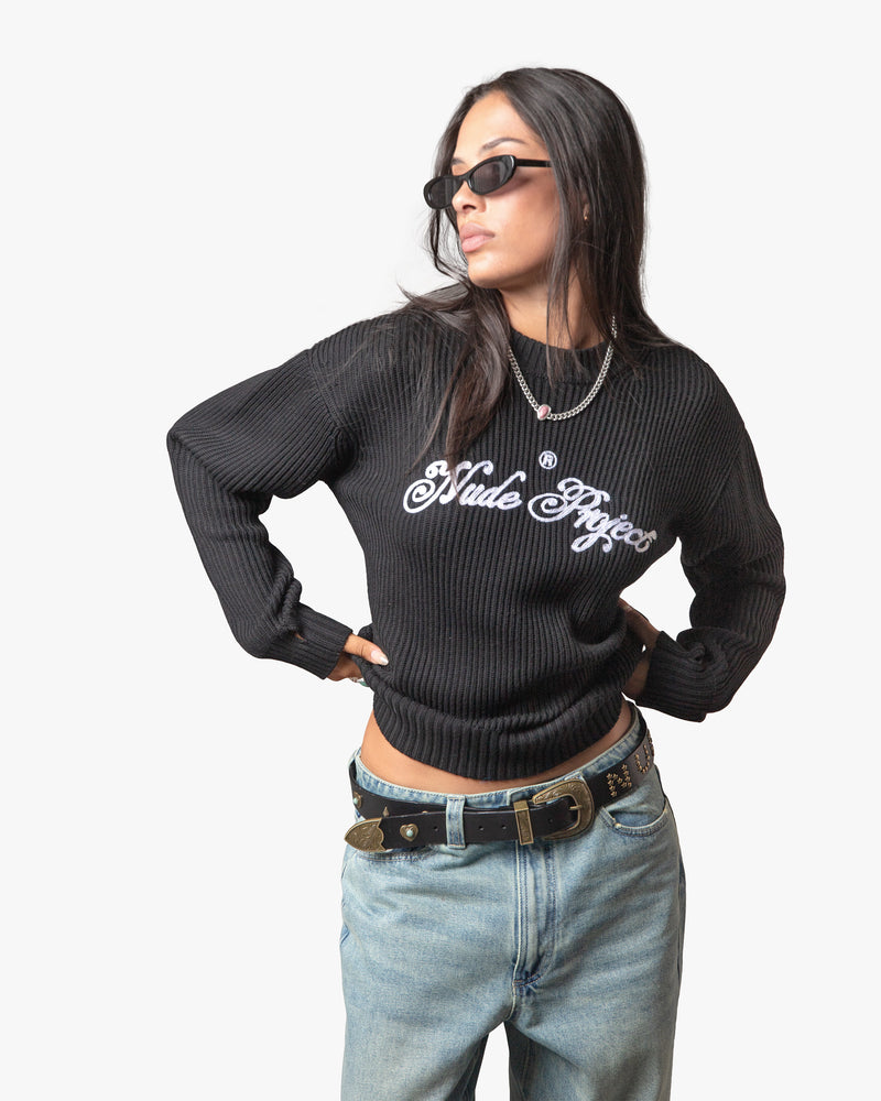 SCRIPT SWEATER BLACK