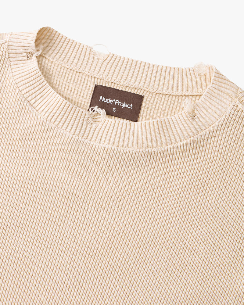 Perfect Cropped Knit Sweater Beige