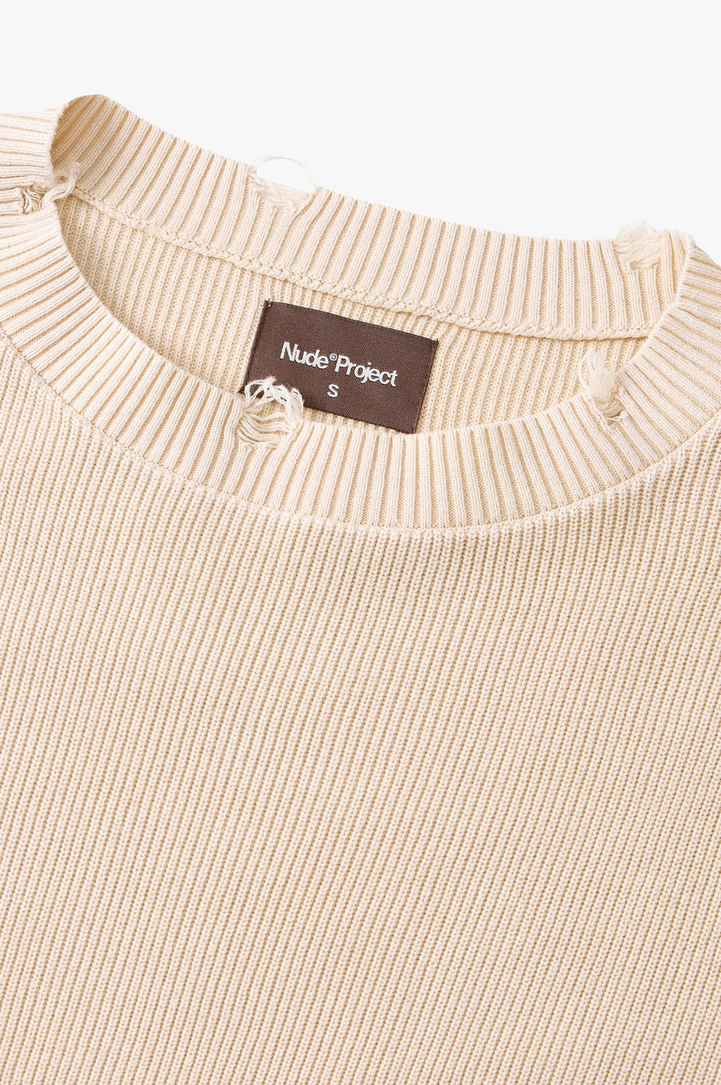 Perfect Cropped Knit Sweater Beige