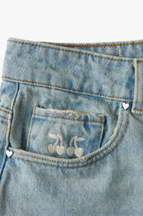 Straight Denim Shorts Sand Washed