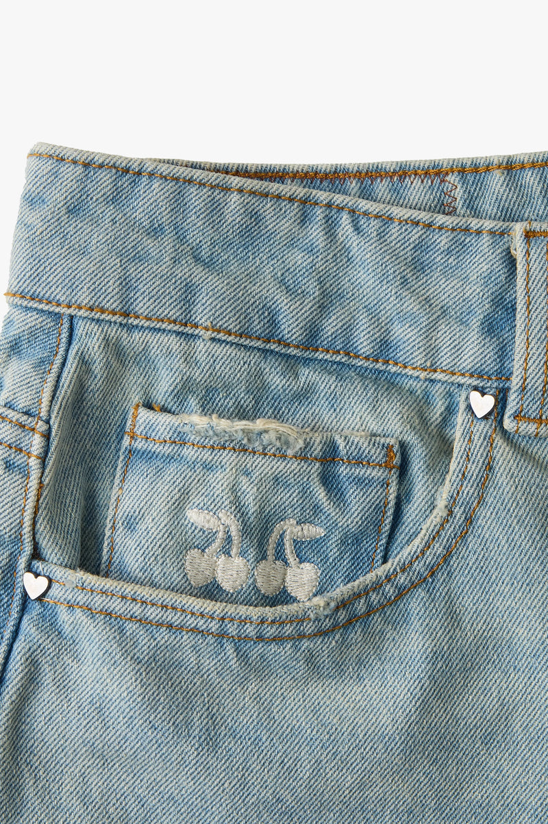 Straight Denim Shorts Sand Washed