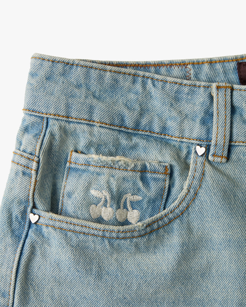 Straight Denim Shorts Sand Washed