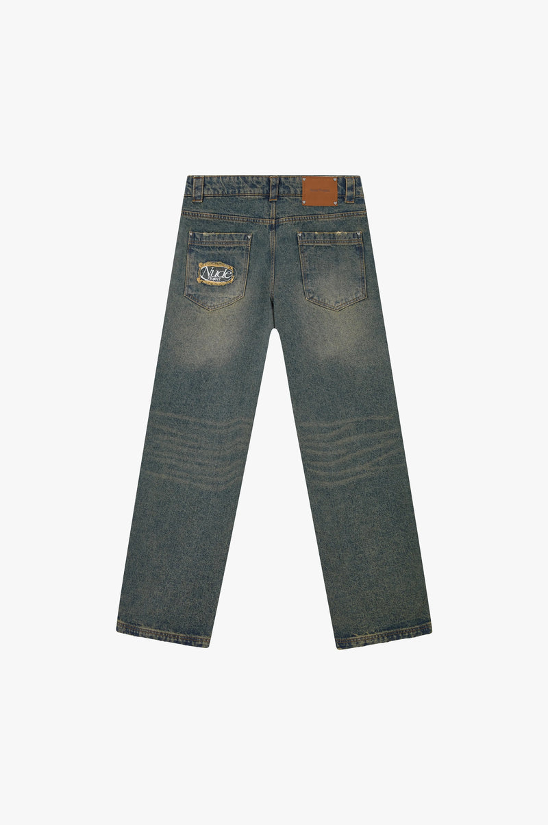 Basic Straight Jeans Dirty Wash