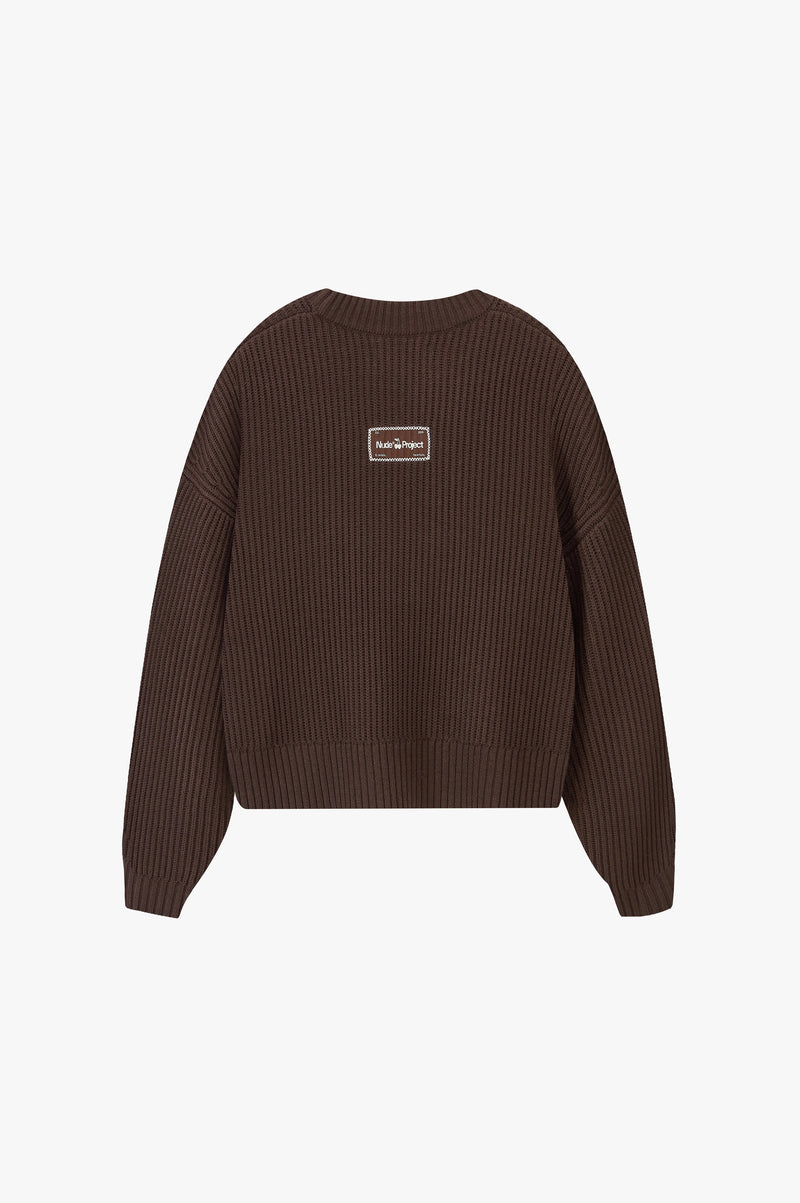 Wavy Knit Sweater Brown