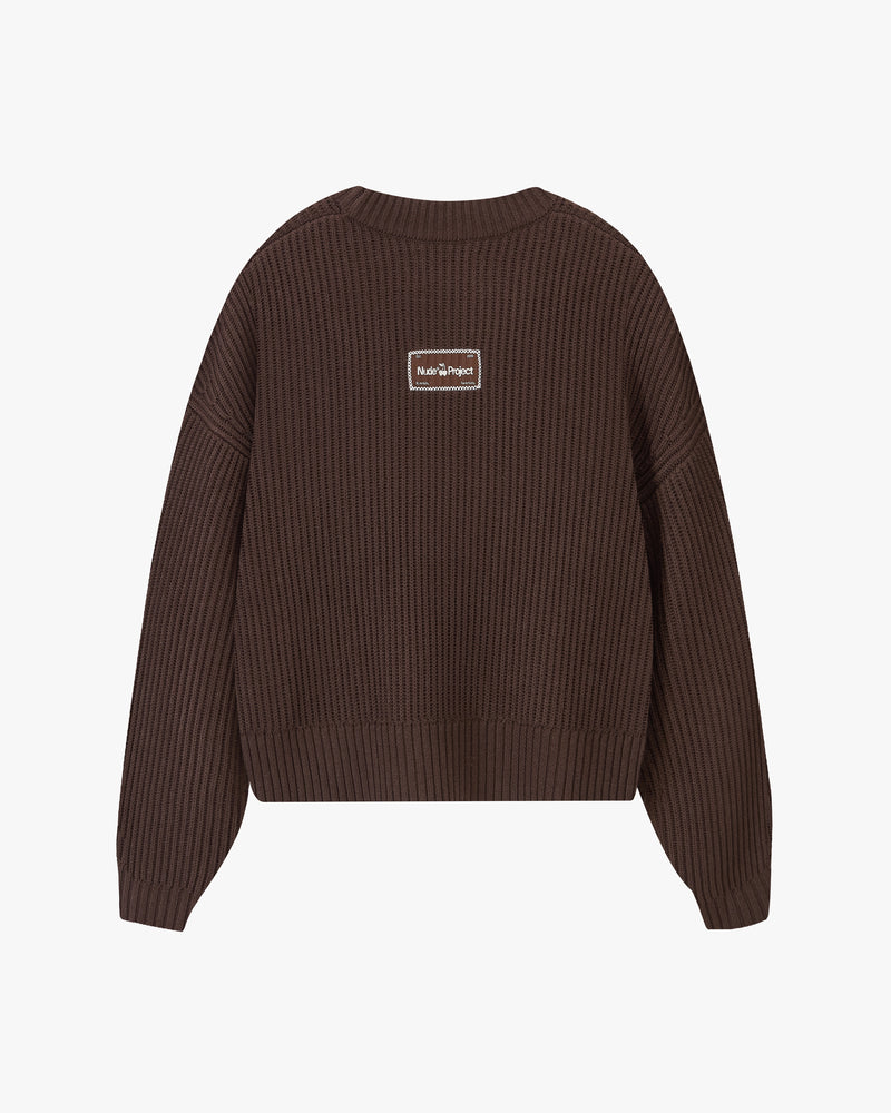 Wavy Knit Sweater Brown