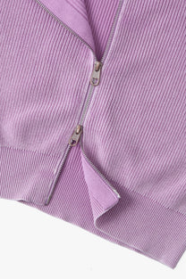 Shady Knit Zip-Up Cardigan Purple